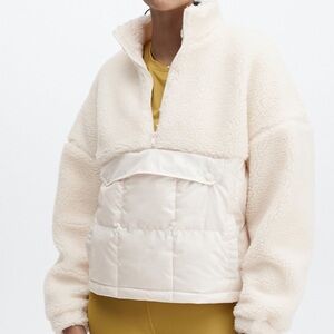 Fabletics | Nelly Mixed Media Half Zip Sherpa Pullover Jacket